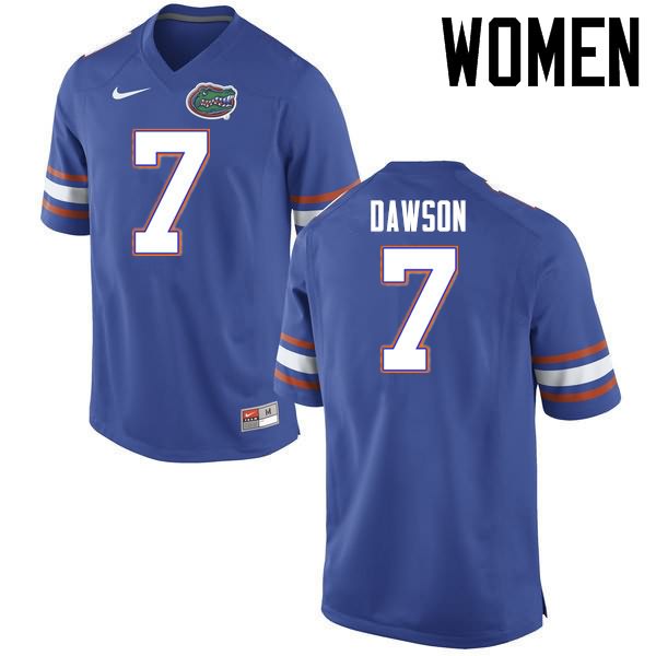 Women's NCAA Florida Gators Duke Dawson #7 Stitched Authentic Nike Blue College Football Jersey RXA8265VH